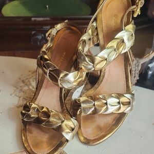 Bottega Veneta Gold Braided Women's Sandals